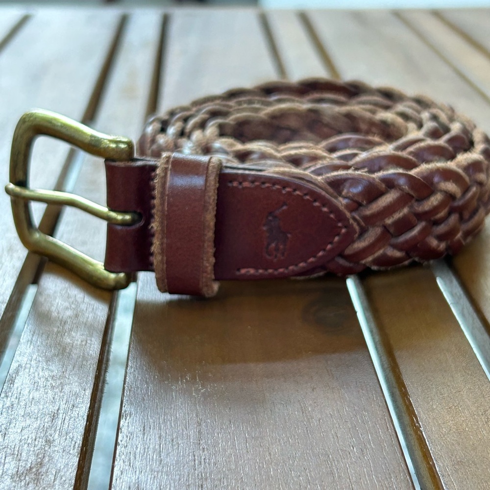 Ralph Lauren Tan Braided Leather Belt